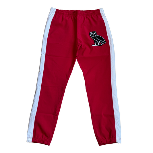 Ovo Embroidered Owl Patch Track Pants Black Red