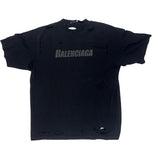 Balenciaga Distressed Caps Logo T-Shirt Tonal Black - Lightly Pre-Owned Size M
