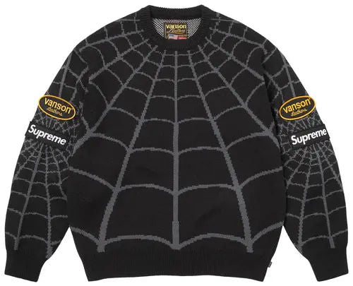 Supreme Vanson Leathers Spider-Man Sweater Black