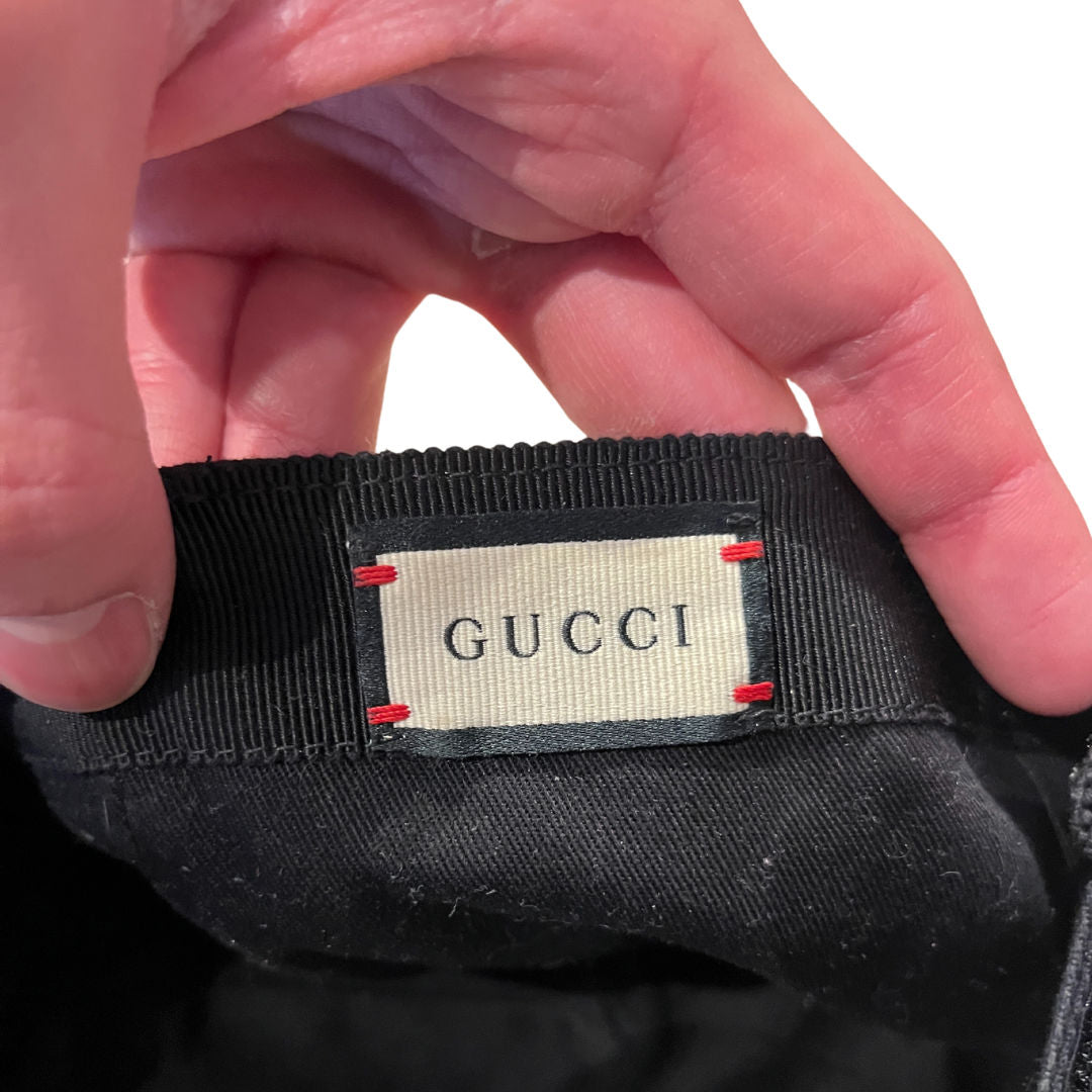GUCCI La Saison Logo Label Drill Baseball Cap Black (Preowned) - Pre-Owned