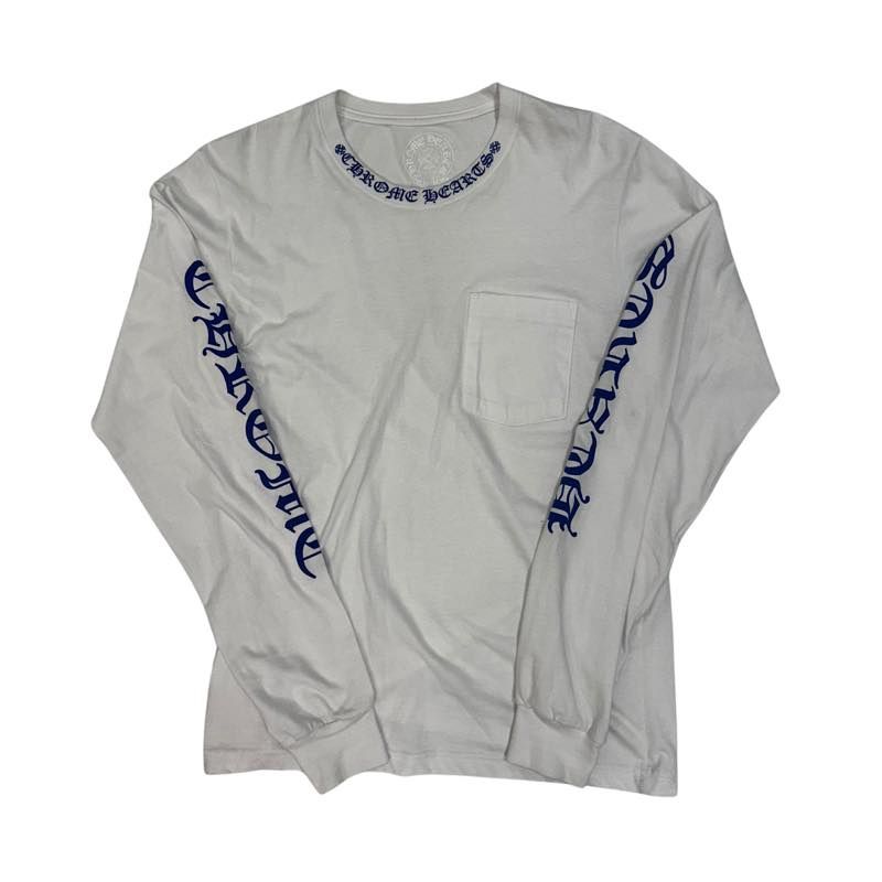 Chrome Hearts Neck Logo L/S T-Shirt White Blue - Pre-Owned Size M