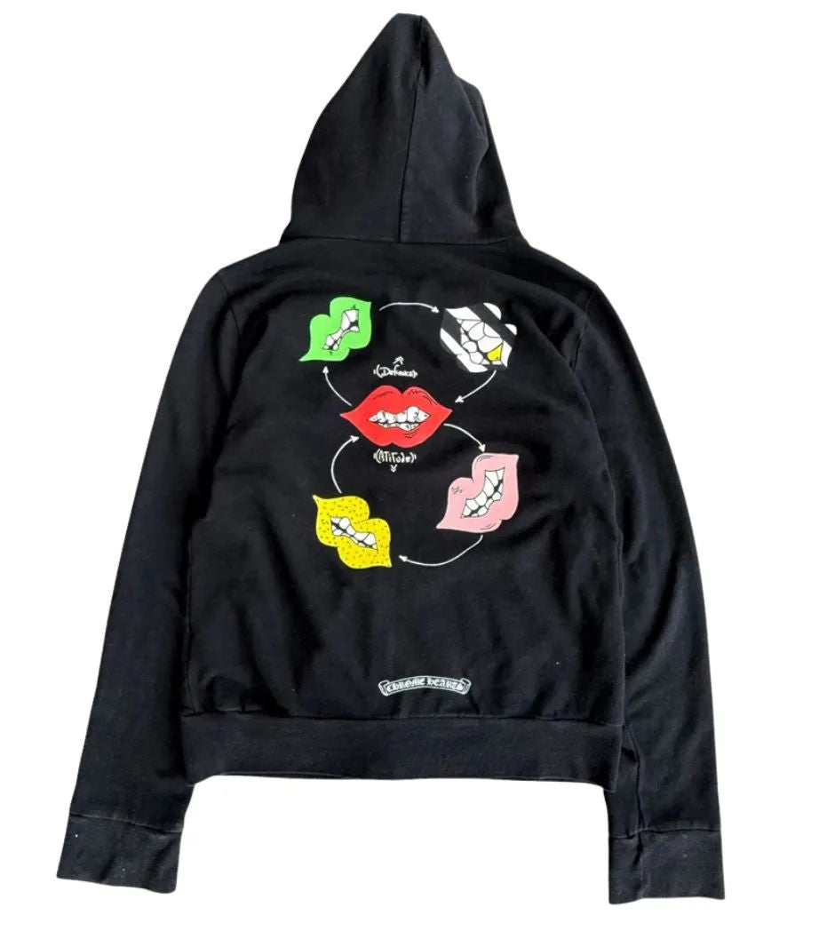 Chrome Hearts Matty Boy Defiance Attiude Graphic Zip-Up Hoodie Black - Pre-Owned Size S