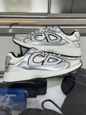 Dior B30 White Mesh Silver-Tone Metallic Calfskin - Pre-Owned Size 42 (No original box)