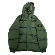 Stone Island Hooded Down Jacket Green - Lightly Pre-Owned Size XXL
