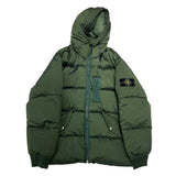 Stone Island Hooded Down Jacket Green - Lightly Pre-Owned Size XXL