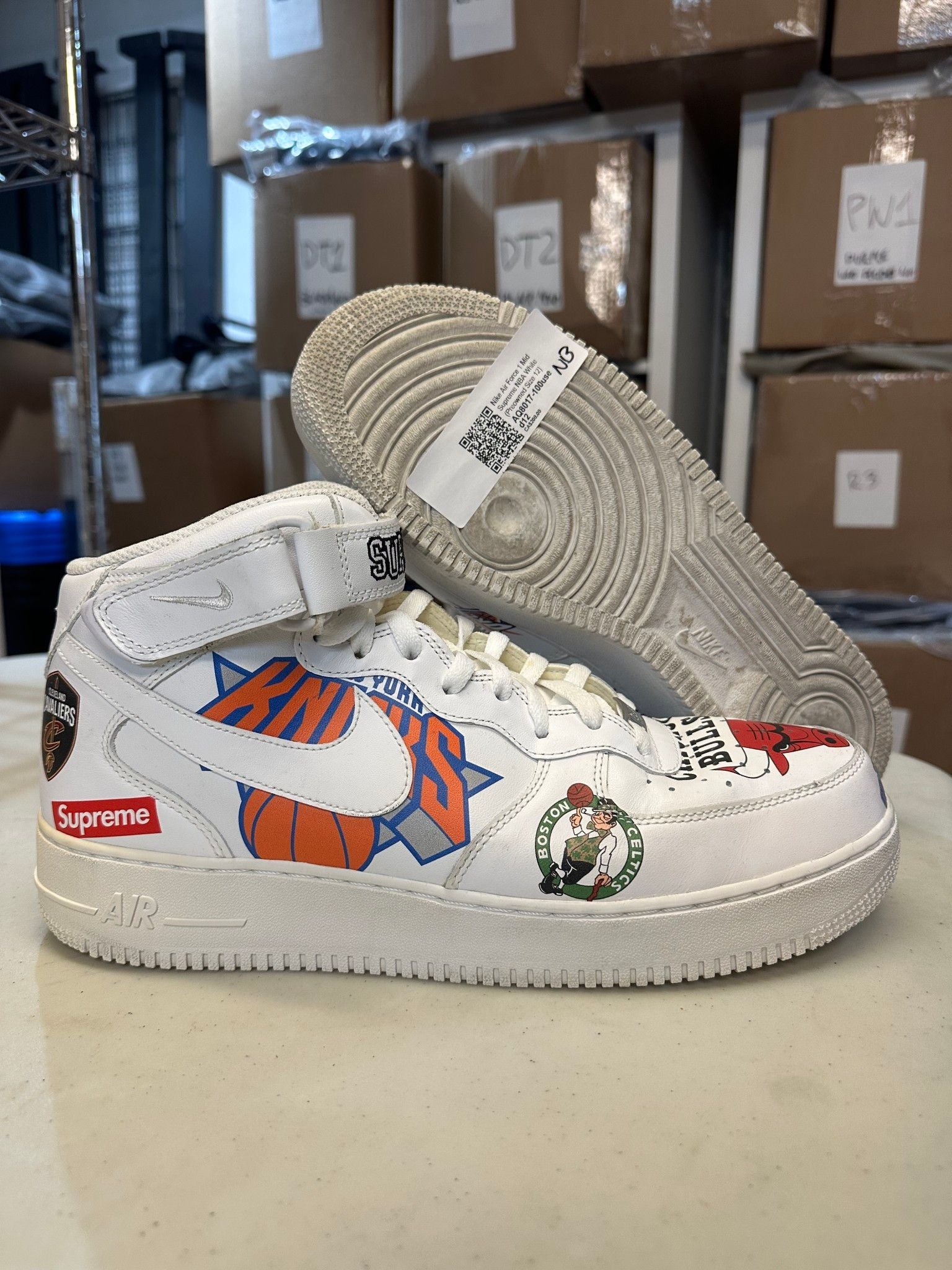 Nike Air Force 1 Mid Supreme NBA White - Pre-Owned Size 12 (No original box)