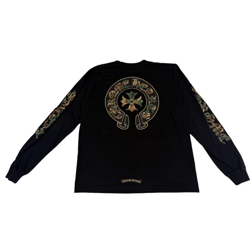 Chrome Hearts Camo Triple Cross Horseshoe L/S T-Shirt Black - Lightly Pre-Owned Size XL
