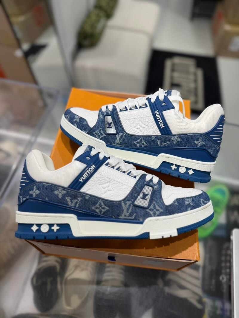 Louis Vuitton LV Trainer Monogram Denim White Blue - Worn Once LV 8.5/10M