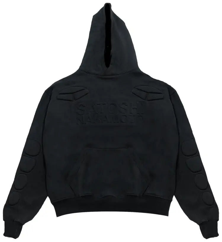 Satoshi Nakamoto Padded Moto Pullover Hoodie Black