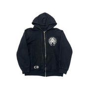Chrome Hearts Triple Cross Horseshoe Thermal Zip-Up Hoodie Black - Pre-Owned Size S