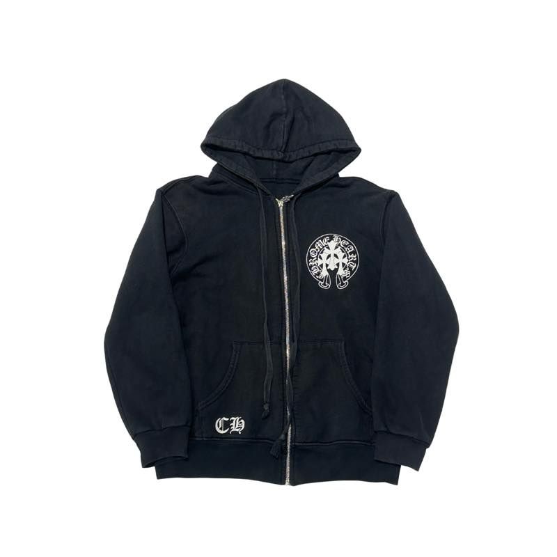 Chrome Hearts Triple Cross Horseshoe Thermal Zip-Up Hoodie Black - Pre-Owned Size S