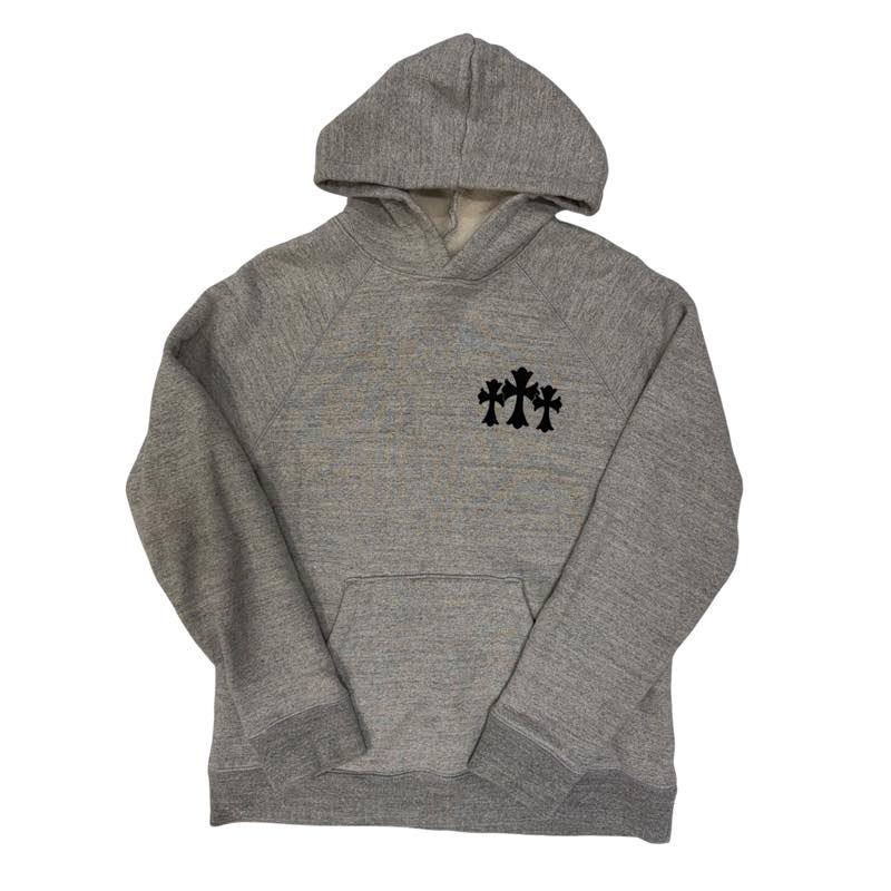 Chrome Hearts Triple Cross Nylon CH Logo Hoodie Grey - Lightly Pre-Owned Size M