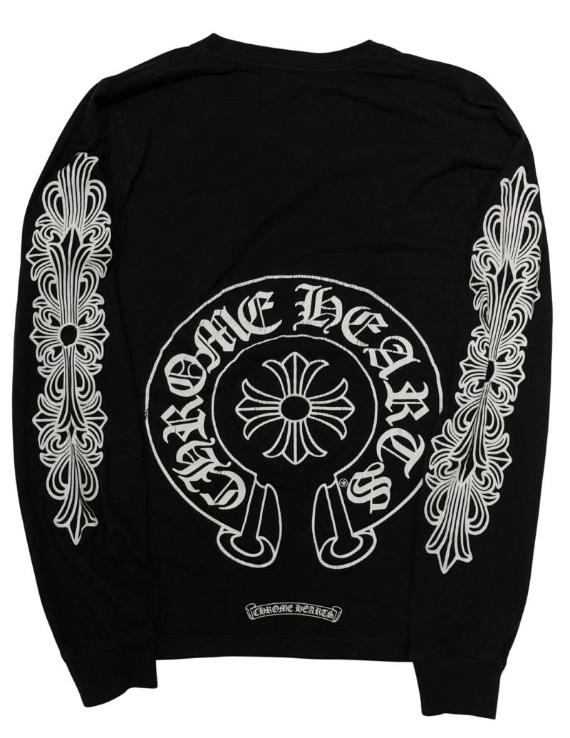 Chrome Hearts Horseshoe Floral L/S T-Shirt Black - Lightly Pre-Owned Size XS