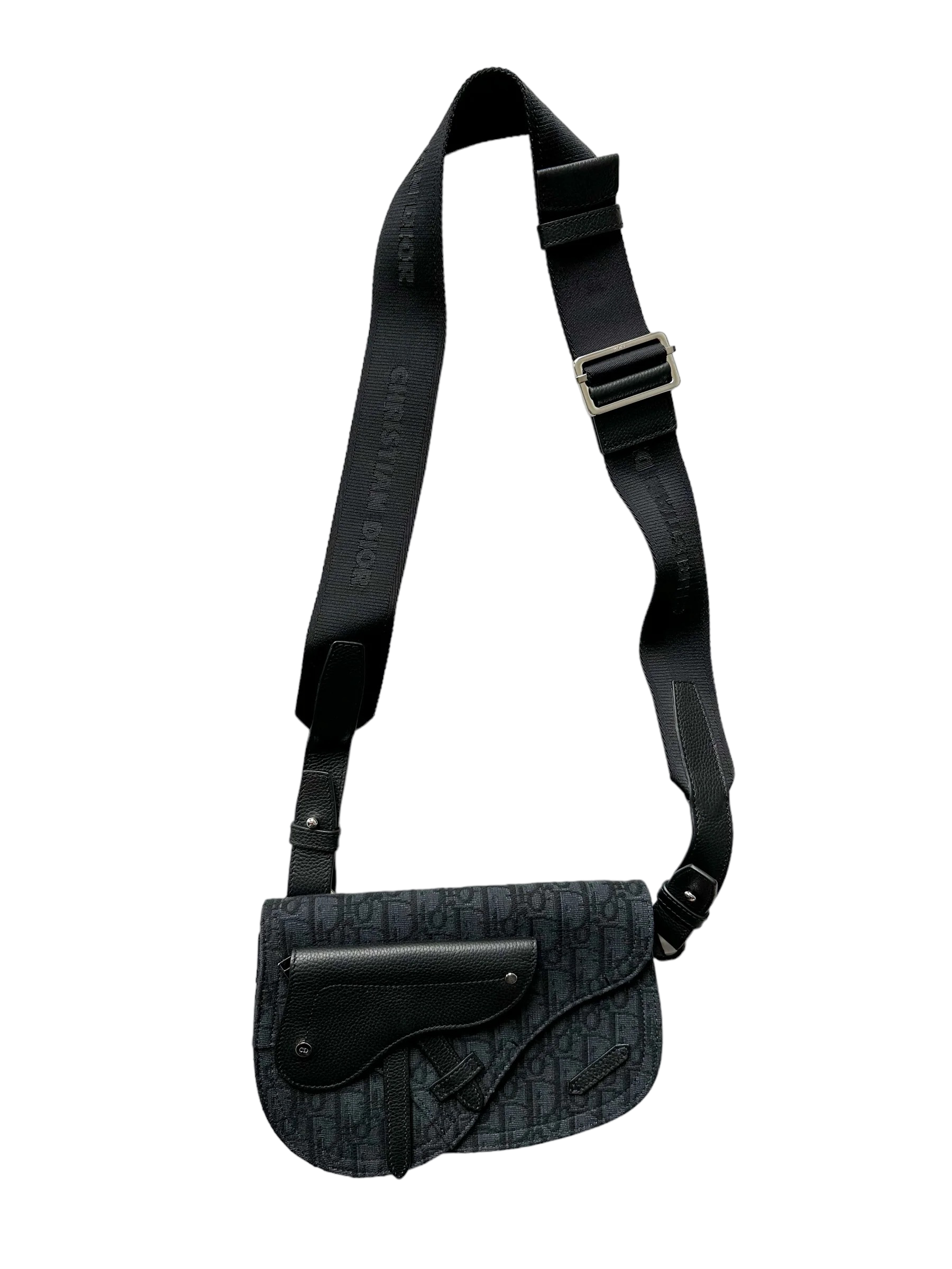 Dior Oblique Black Mini Saddle Bag (Lightly Used) - Pre-Owned