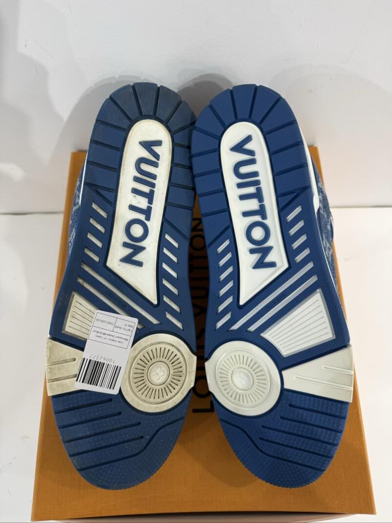 Louis Vuitton LV Trainer Monogram Denim White Blue - Lightly Used Size 11