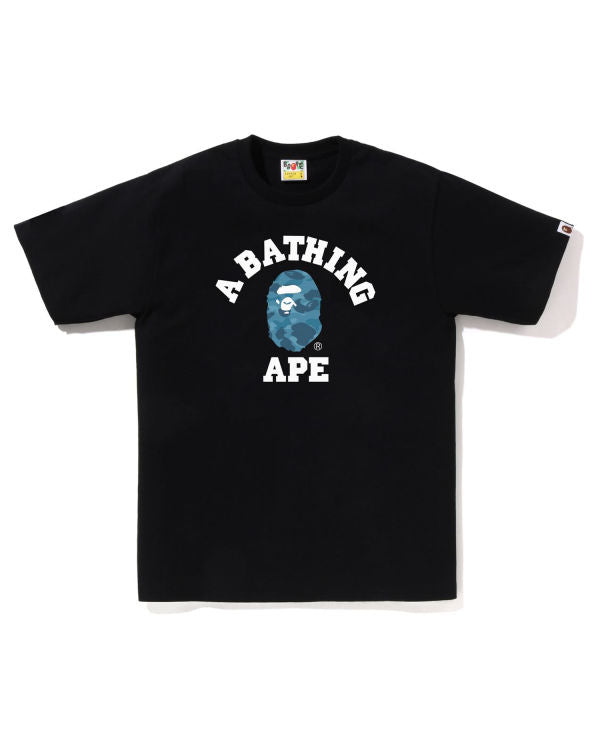 Bape Honeycomb Blue Camo College Tee Black