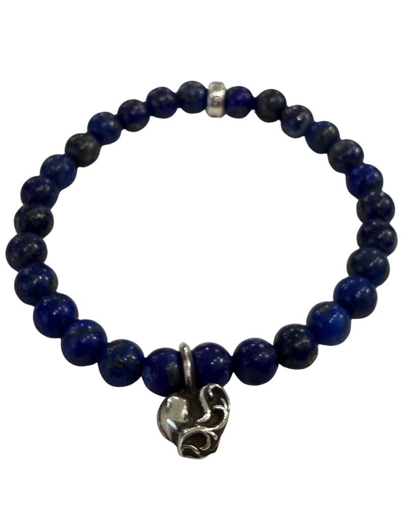 Chrome Hearts Heart Charm Bead Bracelet Navy - Lightly Used