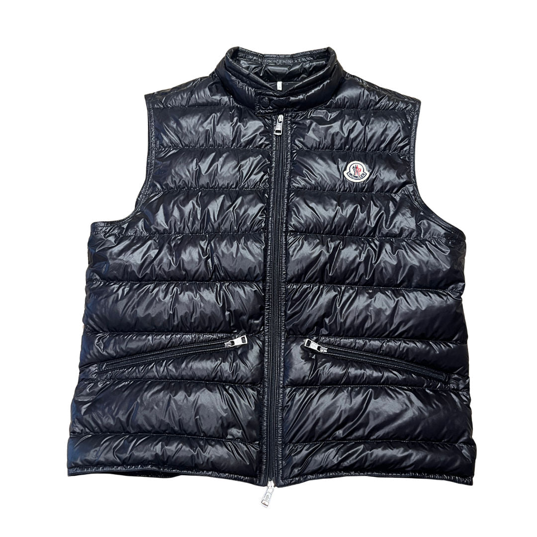 Moncler Black Gui Down Vest (Used Once Size M/3) - Pre-Owned