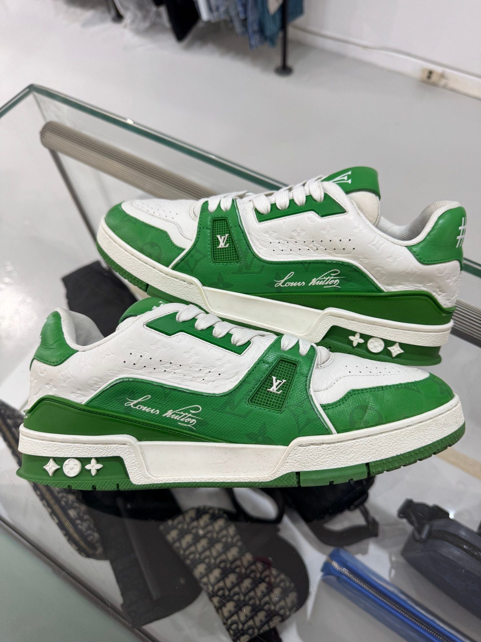 Louis Vuitton LV Trainer Virgil Monogram Green - Pre-Owned Size LV7.5/US9 (No original box)