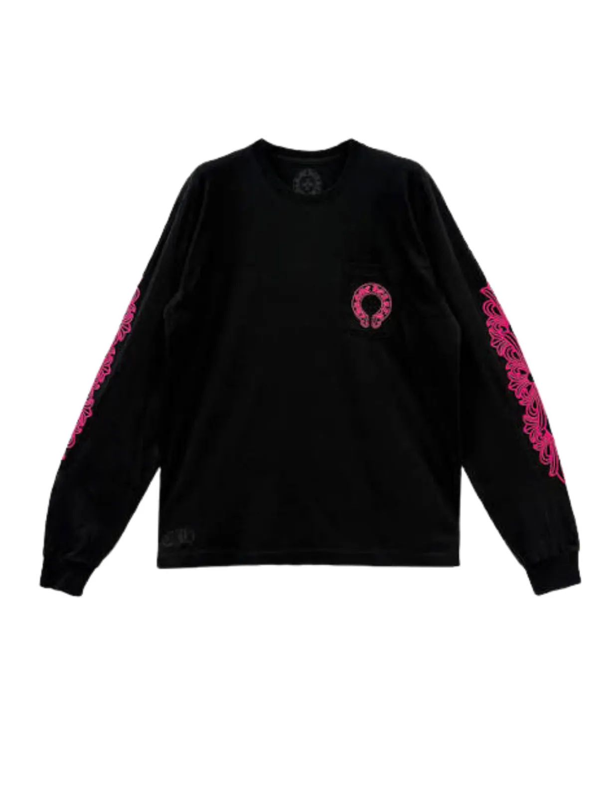 Chrome Hearts Pink Floral Horseshoe L/S T-Shirt Black