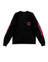 Chrome Hearts Pink Floral Horseshoe L/S T-Shirt Black
