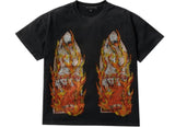 Who Decides War Rhinestone Flame Glass T-Shirt Black
