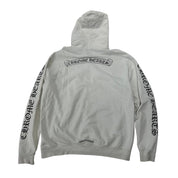 Chrome Hearts Rhodium Dagger Scroll Logo Zip-Up Hoodie White - Lightly Used Size XL