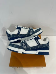 Louis Vuitton LV Trainer Monogram Denim White Blue - Lightly Pre-Owned Size 9