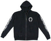 Chrome Hearts Horseshoe Thermal Floral Zip-Up Hoodie Black