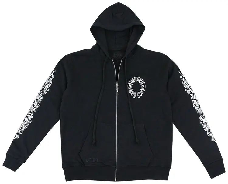Chrome Hearts Horseshoe Thermal Floral Zip-Up Hoodie Black