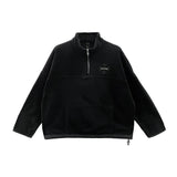 Chrome Hearts Leather Plus Cross Scroll Fleece Quarter Zip Black