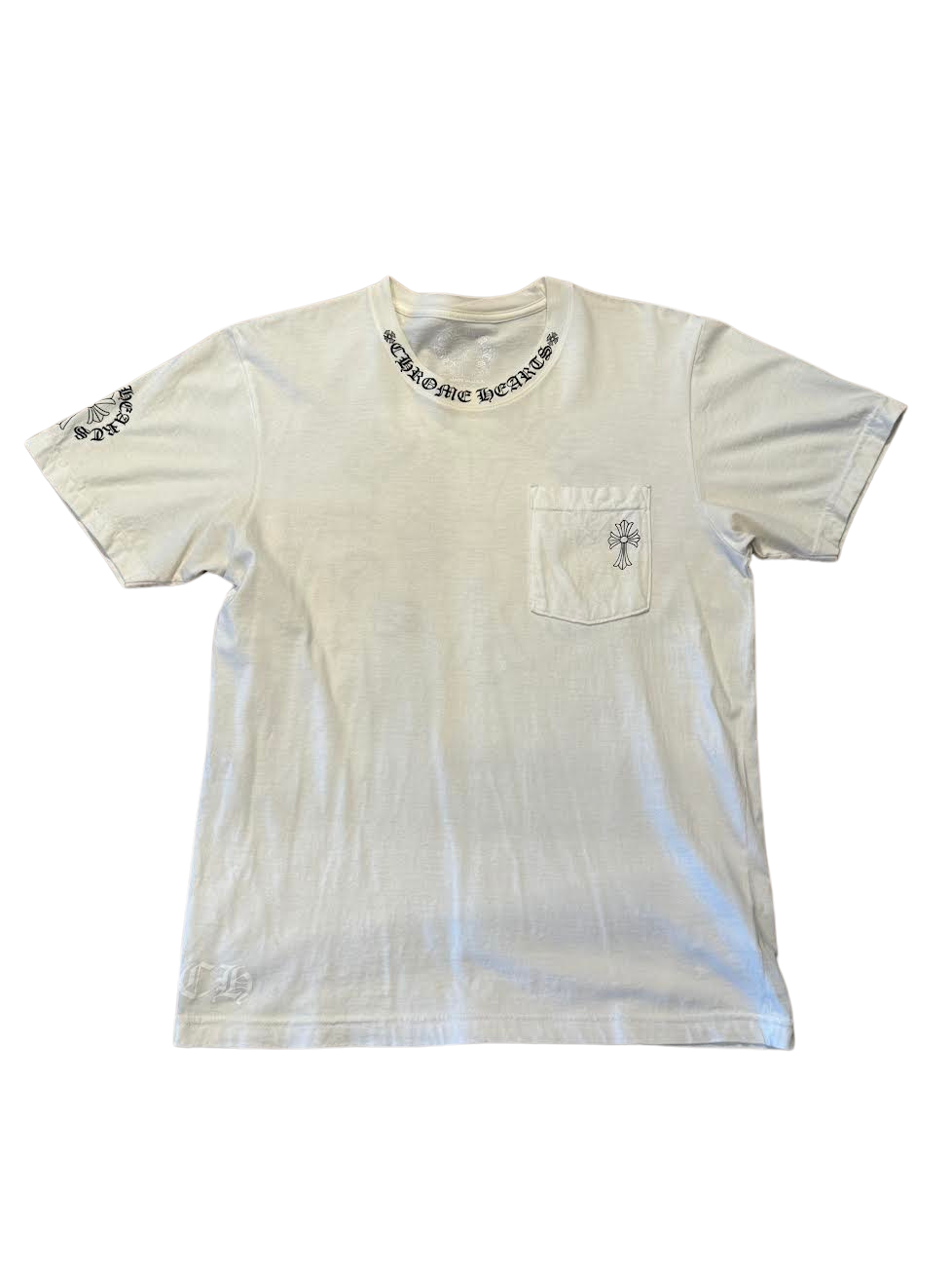 Chrome Hearts Neck Logo Cross Short Sleeve Pocket T-Shirt White (Preowned)