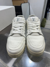 Louis Vuitton Trainer White Grey Signature - Lightly Used Size 10.5