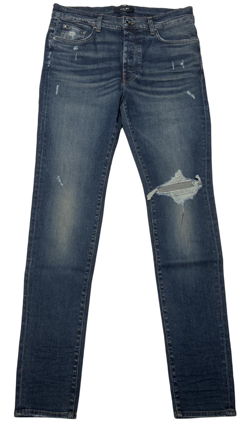 Amiri Deep Indigo Broken Distressed Jean