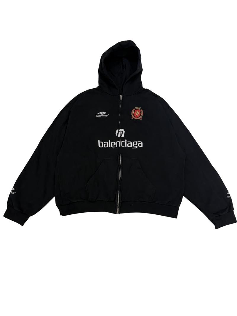 Balenciaga Paris Soccer Zip-Up Hoodie Black - Lightly Used XL