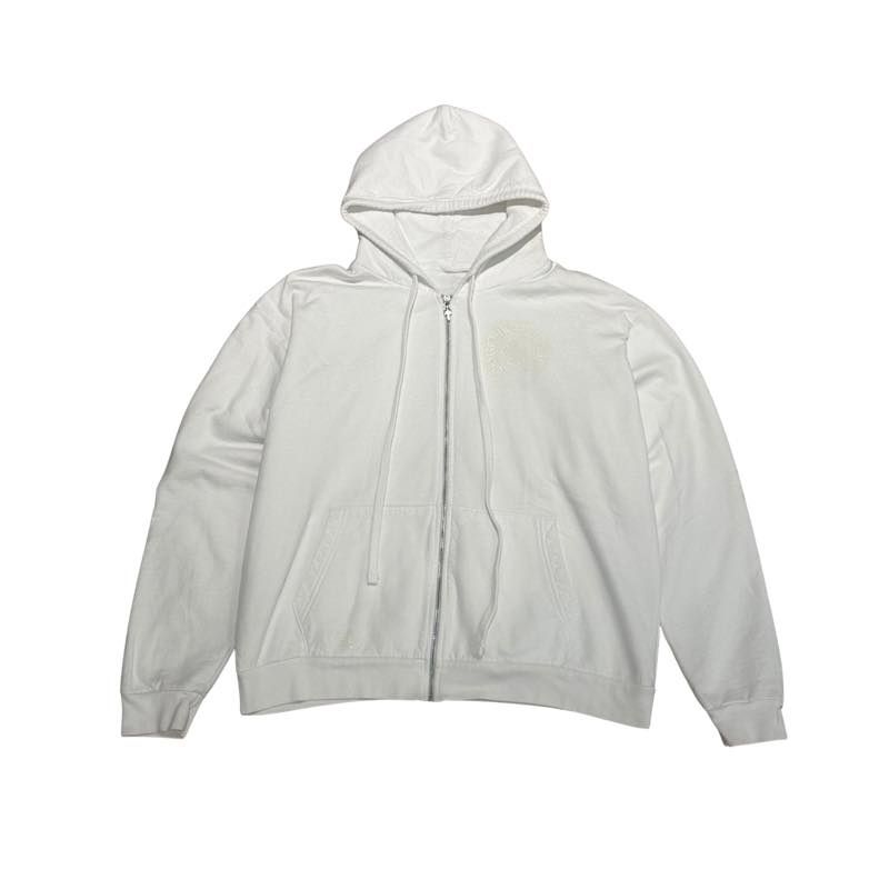 Chrome Hearts Glow In The Dark Horseshoe Zip-Up Hoodie White - Pre-Owned Size M