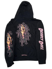 Chrome Hearts Deadly Doll Pink Cross Scroll Zip-Up Hoodie - Lightly Pre-Owned Size XL