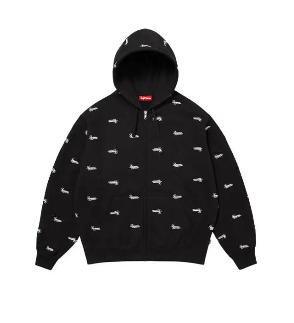 Supreme Repeat Zip Up Hooded Sweatshirt Black