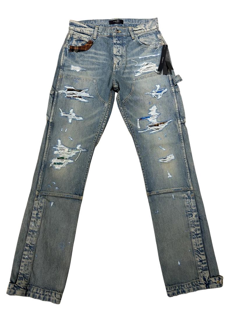 Amiri Plaid Carpenter Pant Clay Indigo