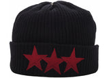 Chrome Hearts Sludge Triple Star Patch Cashmere Beanie Black/Red