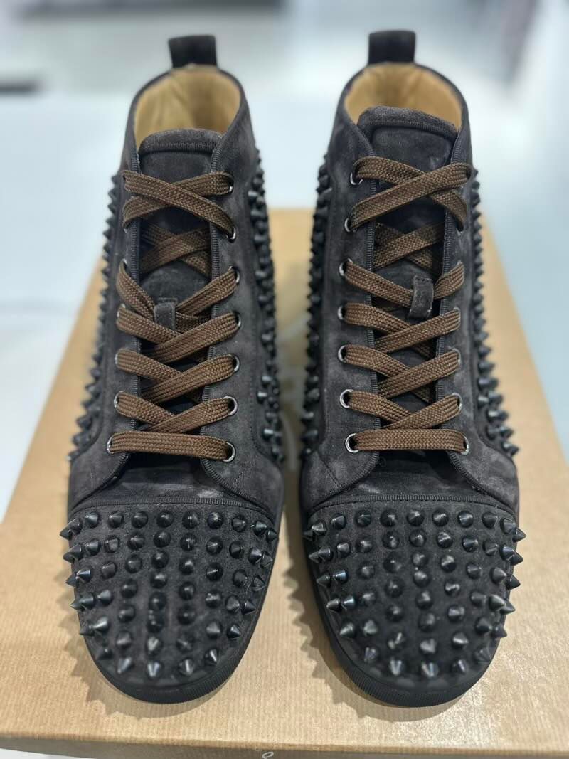 Christian Louboutin Louis Flat Veau Velour High-Top Brown - Pre-Owned Size 9