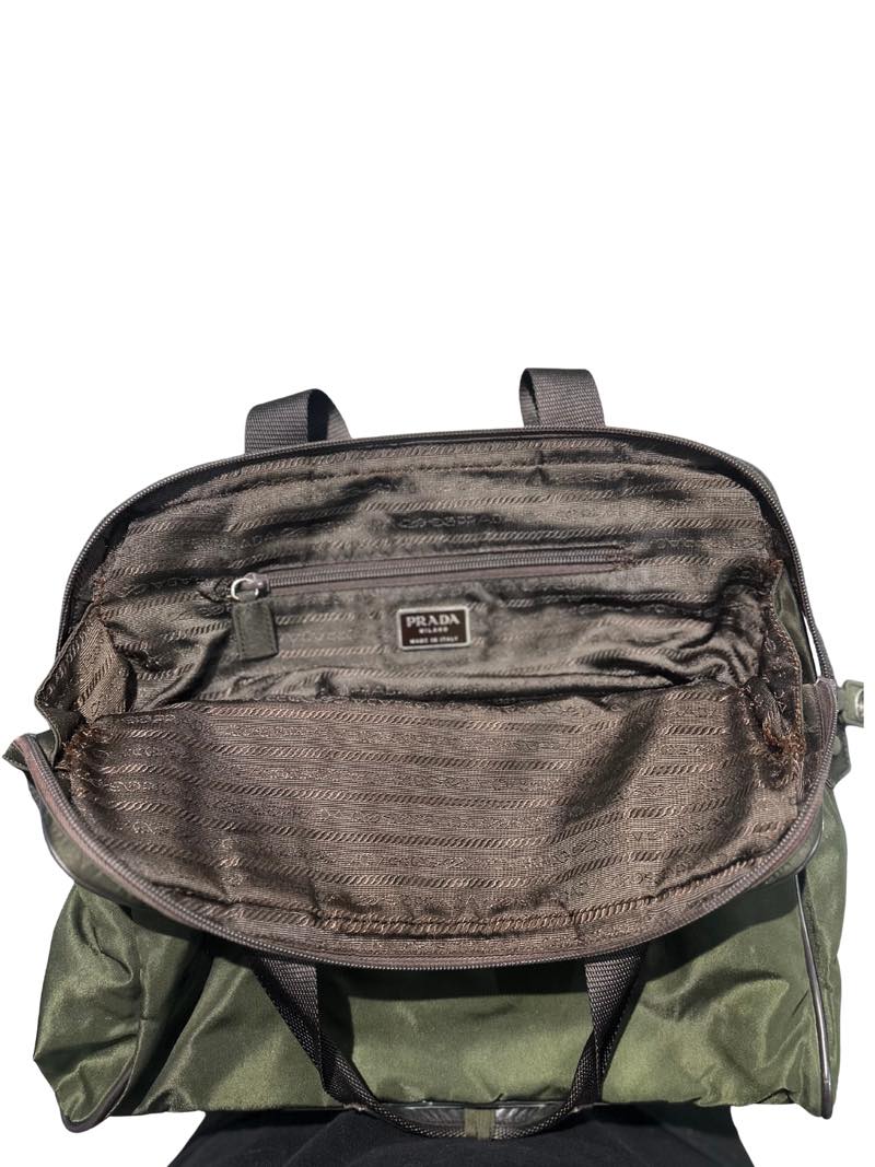 Prada Hand Bag Nylon Khaki - Pre-Owned