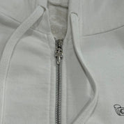 Chrome Hearts Rhodium Dagger Scroll Logo Zip-Up Hoodie White - Lightly Used Size XL