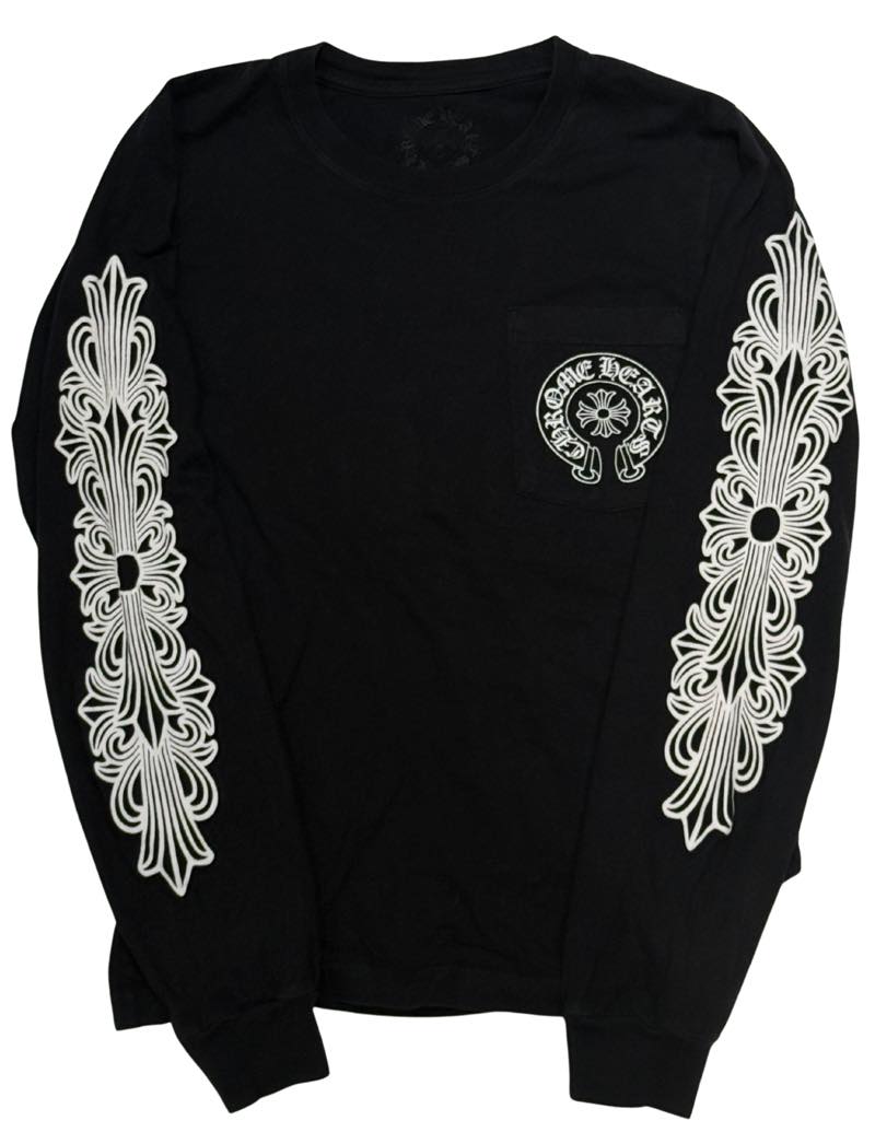 Chrome Hearts Horseshoe Floral L/S T-Shirt Black - Lightly Pre-Owned Size XS