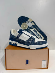 Louis Vuitton LV Trainer Monogram Denim White Blue - Lightly Used Size 11