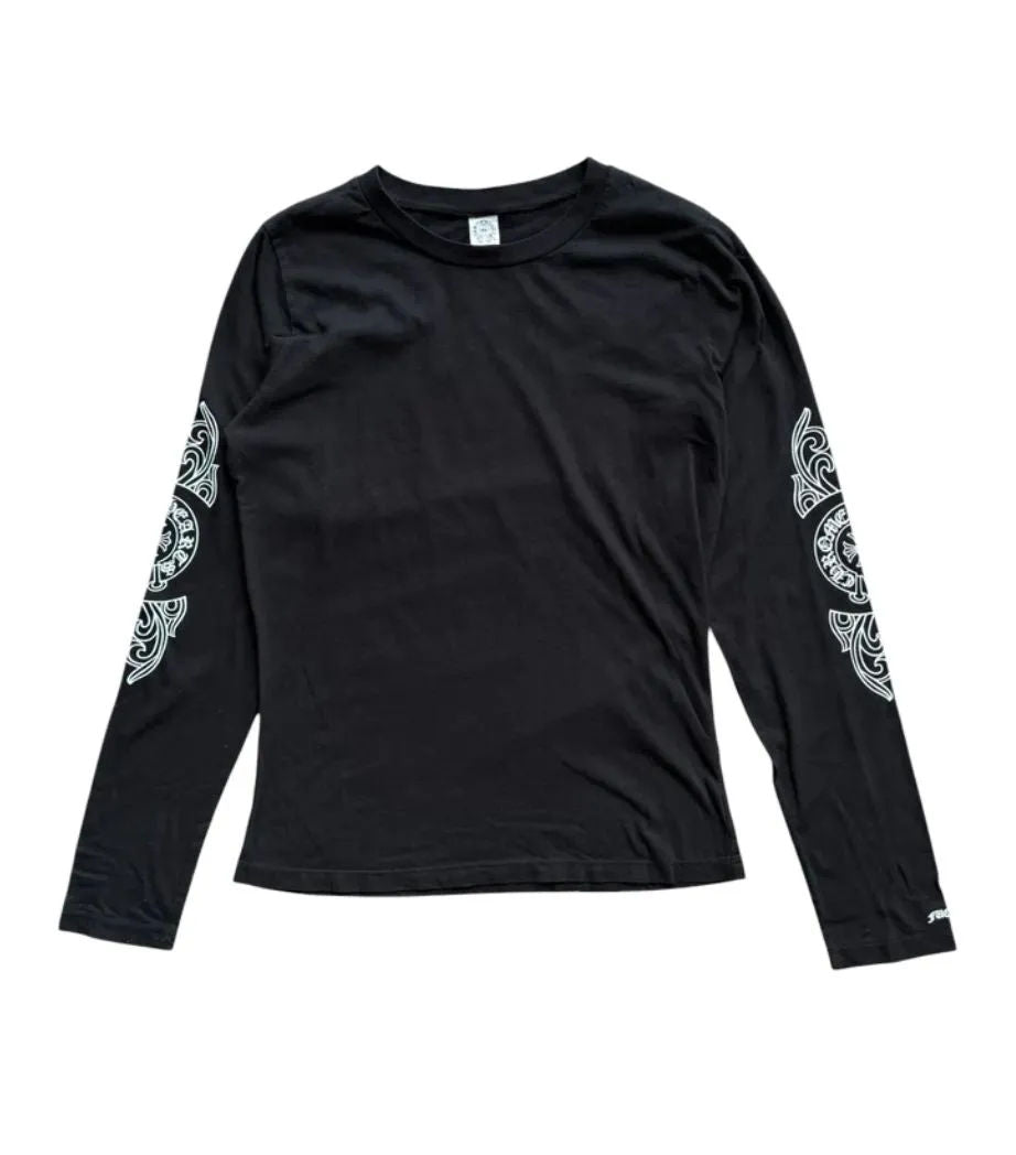 Chrome Hearts Vintage Horseshoe Floral Sleeve L/S T-Shirt Black