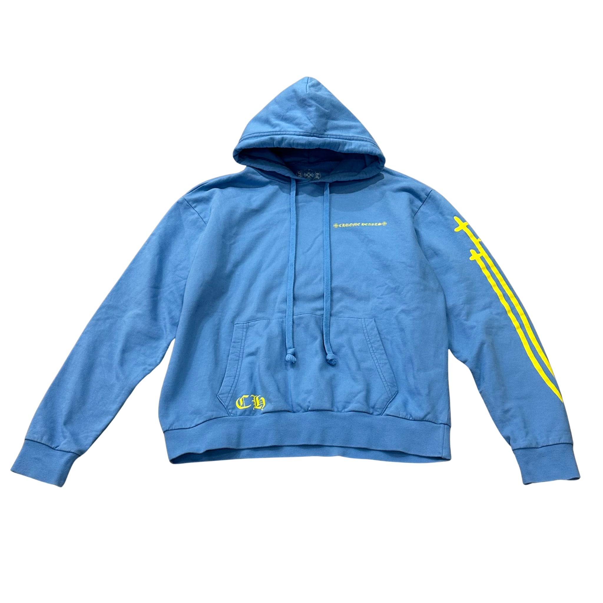 Chrome Hearts Miami Exclusive Yellow Triple Sword Horseshoe Pullover Hoodie Baby Blue (Preowned Size M) - Pre-Owned