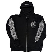 Chrome Hearts Fuck You Floral Horseshoe Logo Thermal Zip-Up Hoodie Black - Pre-Owned Size M