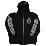 Chrome Hearts Fuck You Floral Horseshoe Logo Thermal Zip-Up Hoodie Black - Pre-Owned Size M
