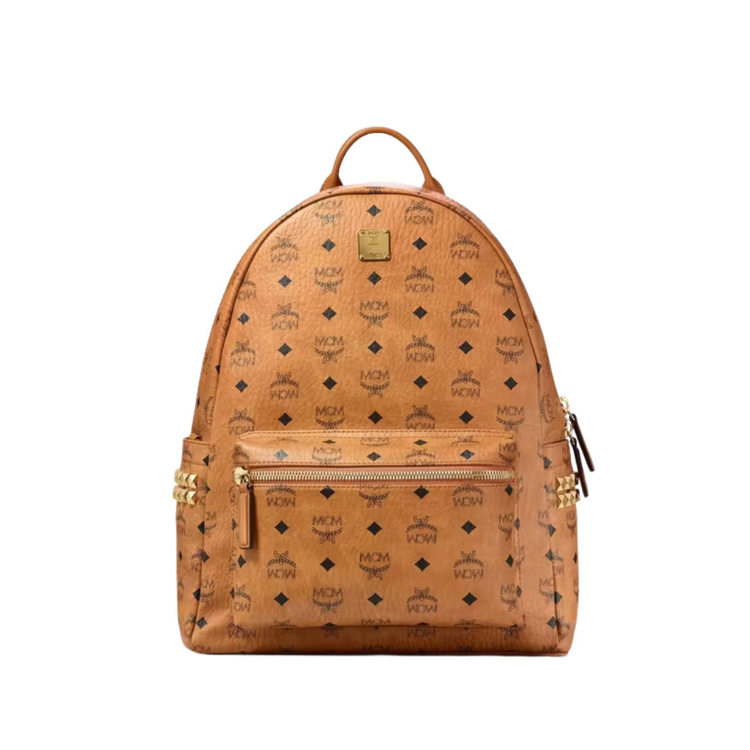 MCM Medium Visetos Stark Backpack Cognac Brown (Preowned) - Pre-Owned